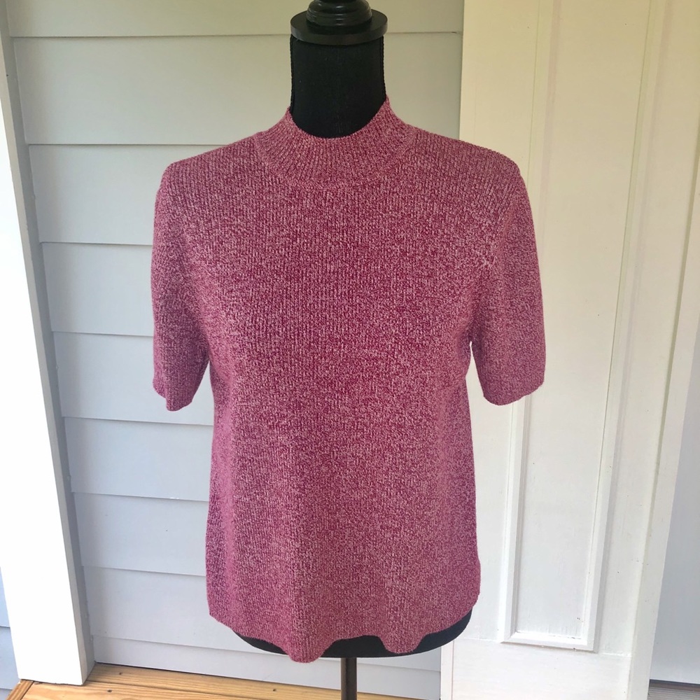 KIM ROGERS SPORT Short Sleeve Crew Neck Sweater